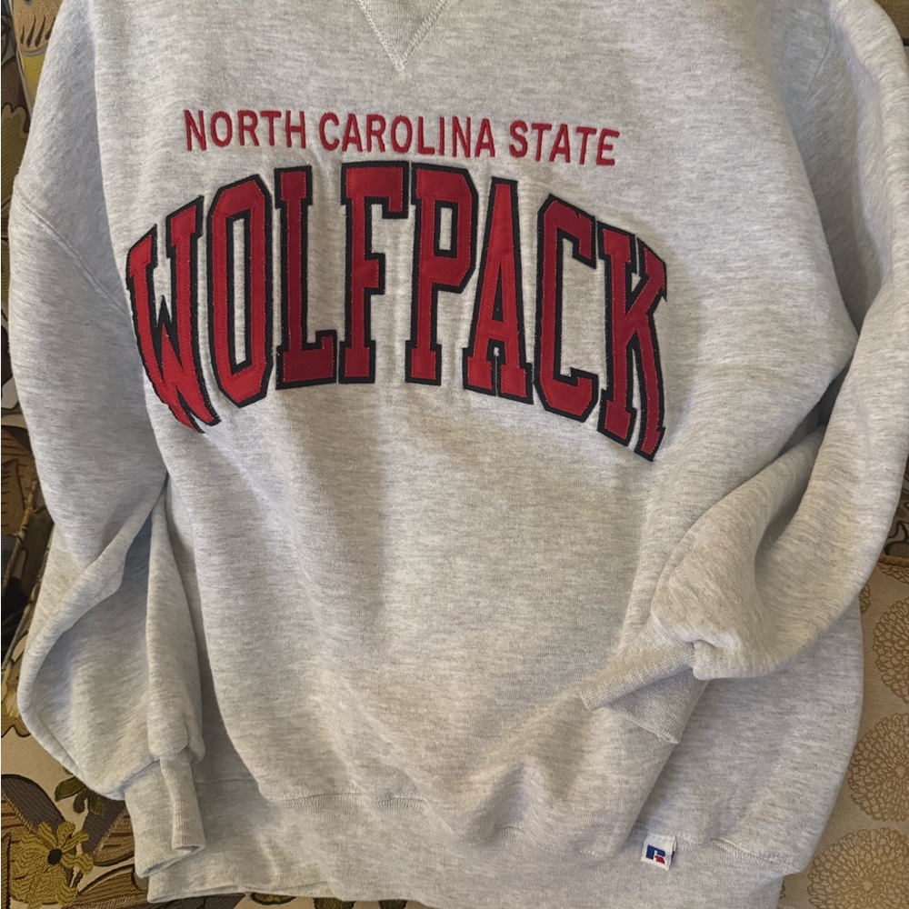 Russell Athletic Gray Sweatshirt with Red Wolfpack Logo